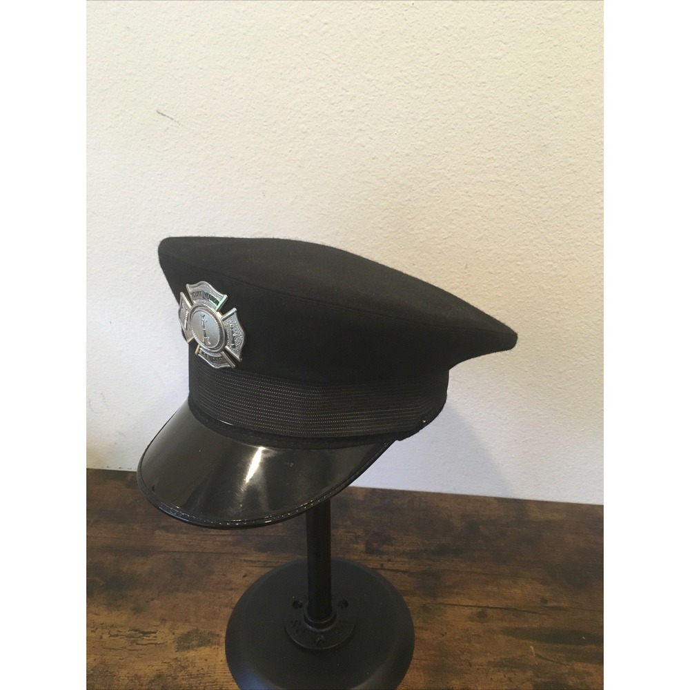 Vintage Bancroft Zephyr Fire Service Dress Hat 6 7/8 w/ Fire Department Pin